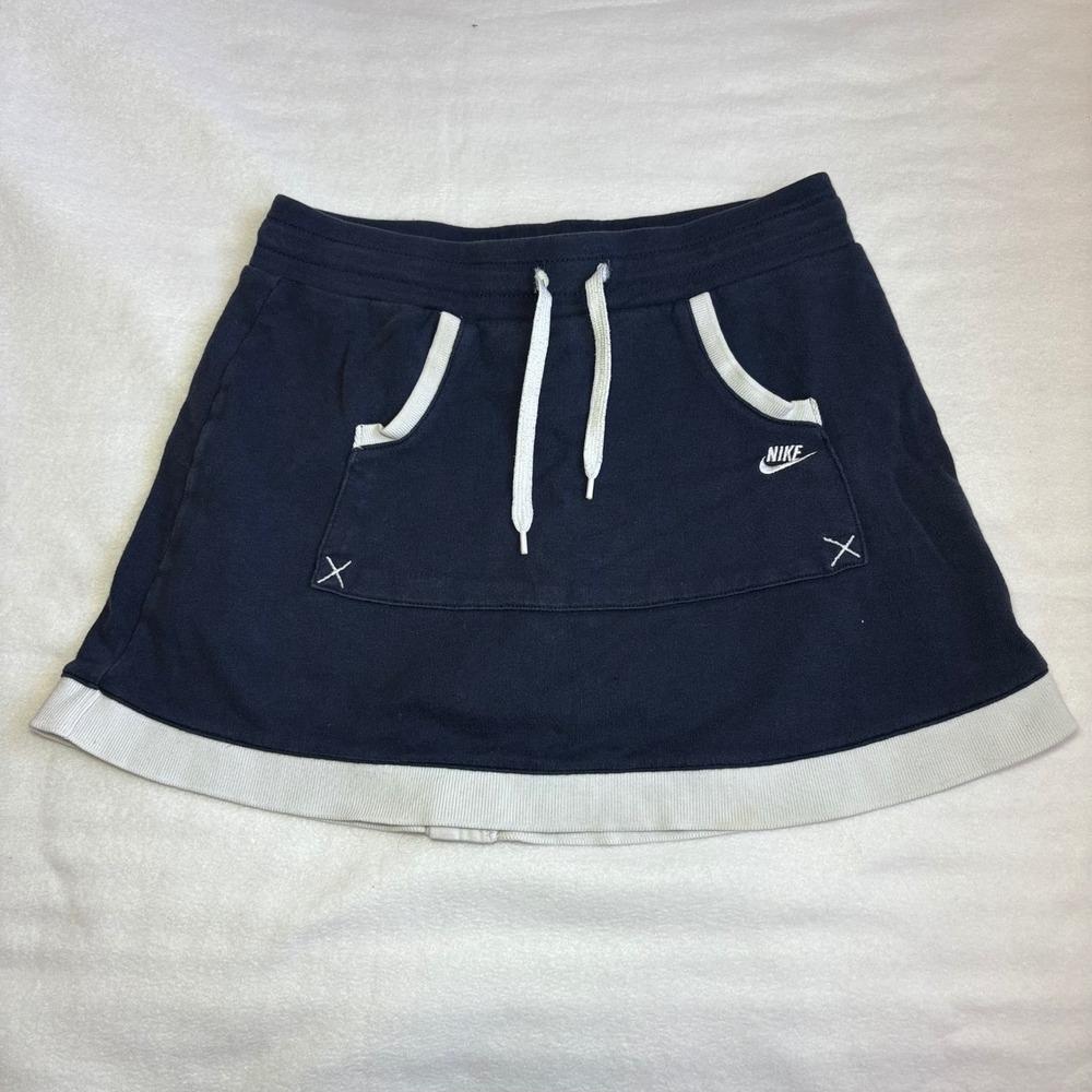 Vintage Nike Navy Blue Sweatshirt Mini Skirt Drawstring Y2K XL